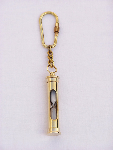 Brass hour glass key chain