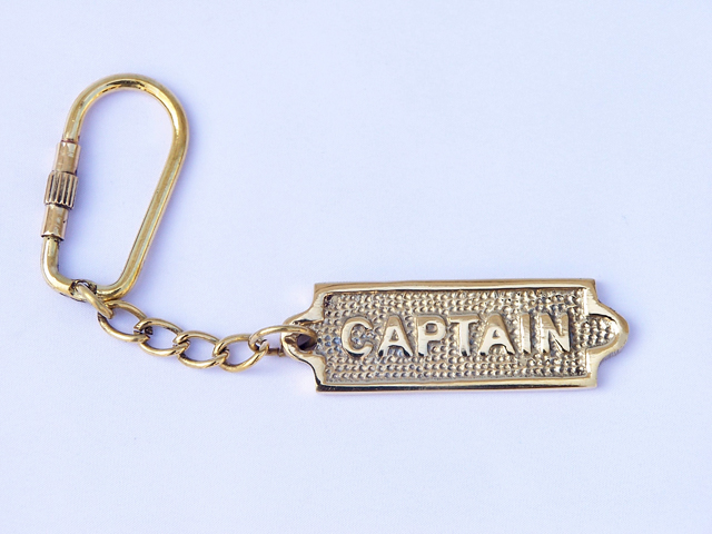 Brass captain sign key chain